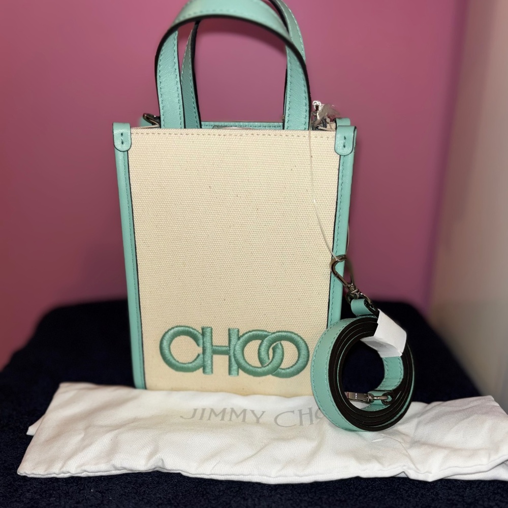 BNWT JIMMY CHOO MINI TOTE CROSSBODY ** Antique Jade